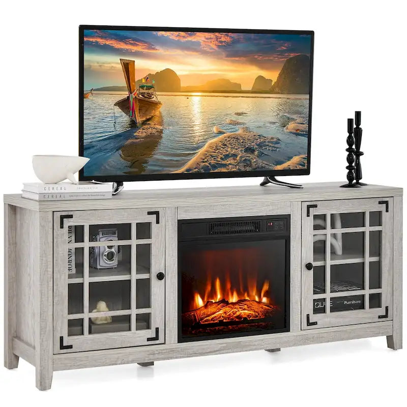 Costway 58 Inches Fireplace TV Stand for TVs up to 65 Inches with - 58 x 16 x 25