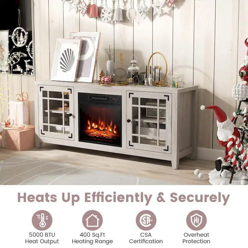 Costway 58 Inches Fireplace TV Stand for TVs up to 65 Inches with - 58 x 16 x 25
