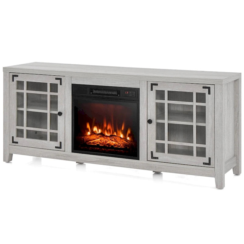 Costway 58 Inches Fireplace TV Stand for TVs up to 65 Inches with - 58 x 16 x 25
