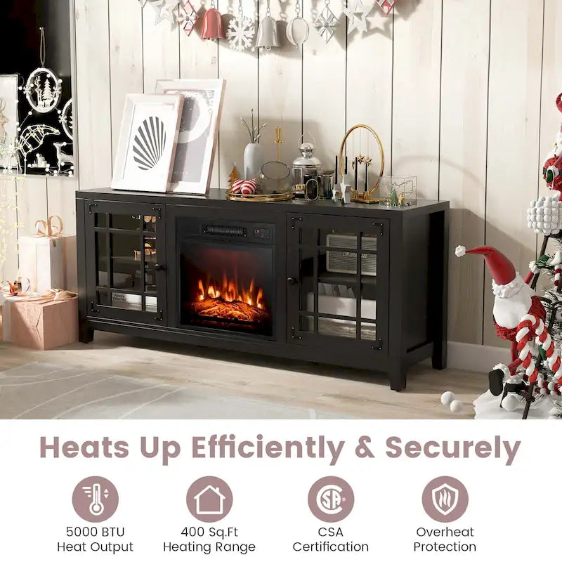 Costway 58 Inches Fireplace TV Stand for TVs up to 65 Inches with - 58 x 16 x 25