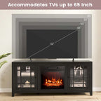 Costway 58 Inches Fireplace TV Stand for TVs up to 65 Inches with - 58 x 16 x 25