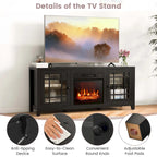 Costway 58 Inches Fireplace TV Stand for TVs up to 65 Inches with - 58 x 16 x 25