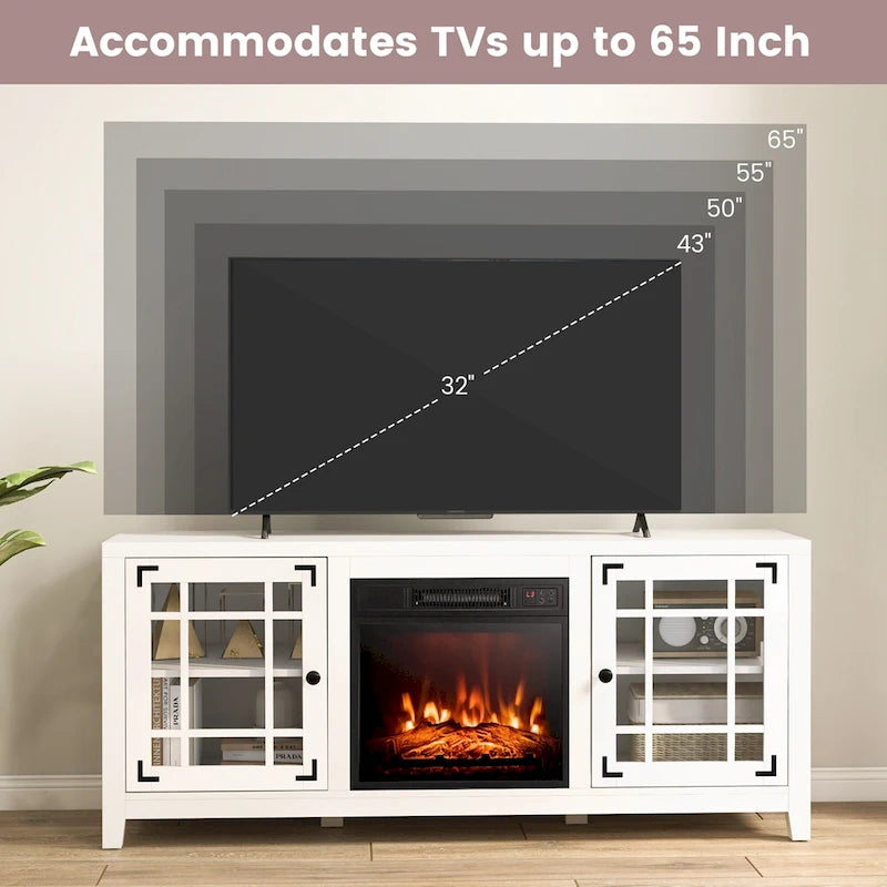 Costway 58 Inches Fireplace TV Stand for TVs up to 65 Inches with - 58 x 16 x 25