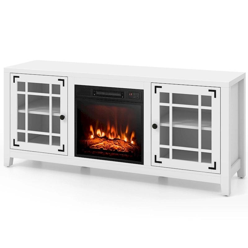 Costway 58 Inches Fireplace TV Stand for TVs up to 65 Inches with - 58 x 16 x 25