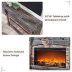 Farmhouse Fireplace TV Stand with Mantel, Tall Entertainment Center
