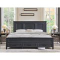 Farmhouse King Wood Bed Frame with Headboard, Platform Bedframe