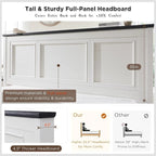 Farmhouse King Wood Bed Frame with Headboard, Platform Bedframe