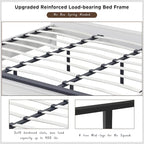 Farmhouse King Wood Bed Frame with Headboard, Platform Bedframe