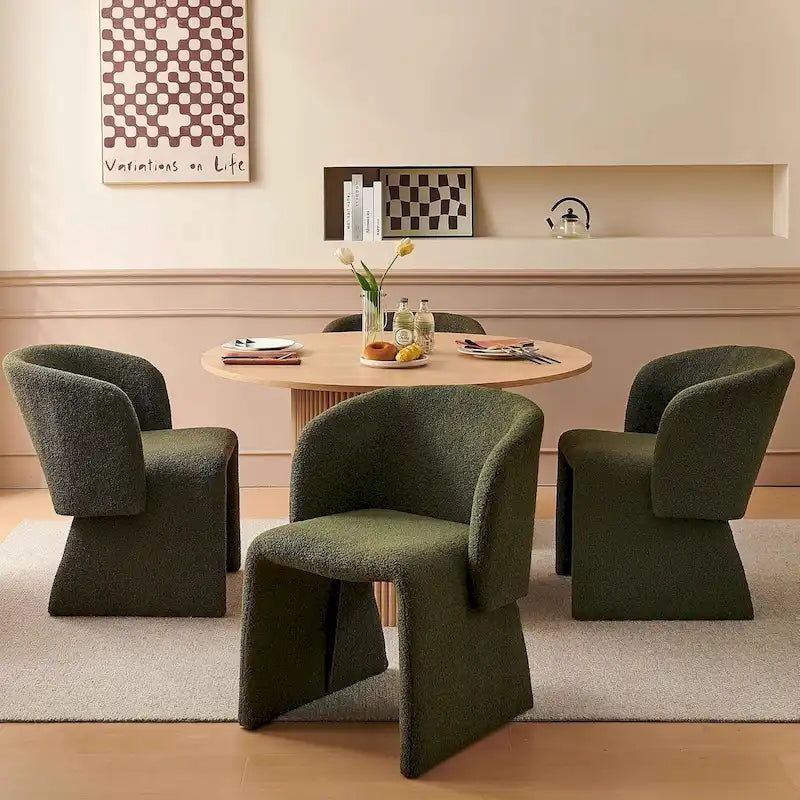 Howtai Barrel Dining Sofa Chairs Upholstered-Fully Wrapped