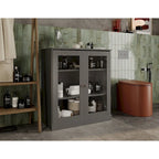 Palace Imports 100% Solid Wood 32 Bathroom Cabinet with Clear Glass Doors and Adjustable Shelves