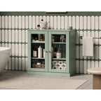 Palace Imports 100% Solid Wood 32 Bathroom Cabinet with Clear Glass Doors and Adjustable Shelves