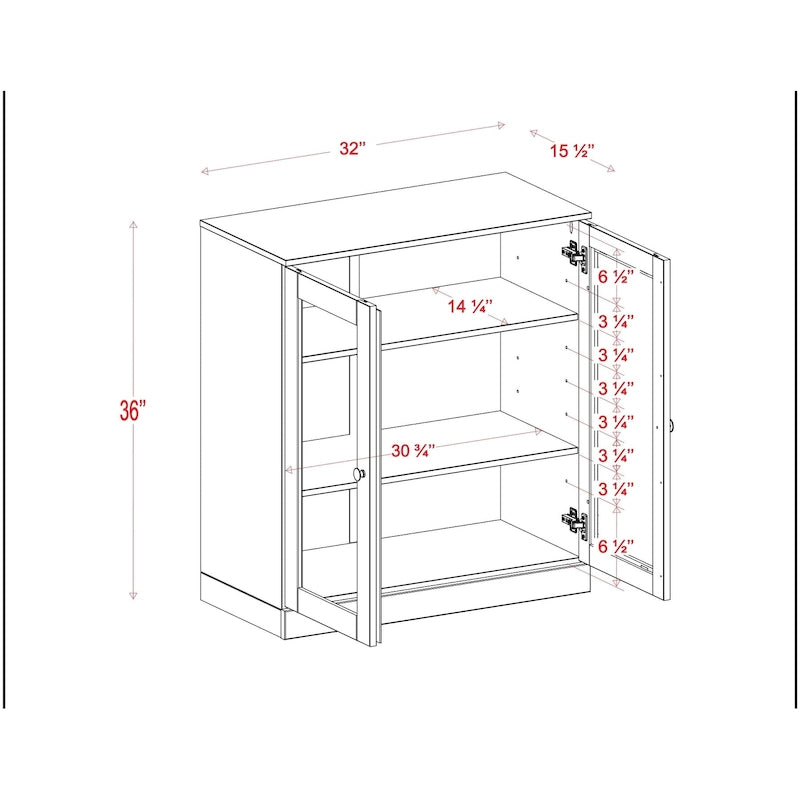 Palace Imports 100% Solid Wood 32 Bathroom Cabinet with Clear Glass Doors and Adjustable Shelves
