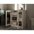 Palace Imports 100% Solid Wood 32 Bathroom Cabinet with Clear Glass Doors and Adjustable Shelves