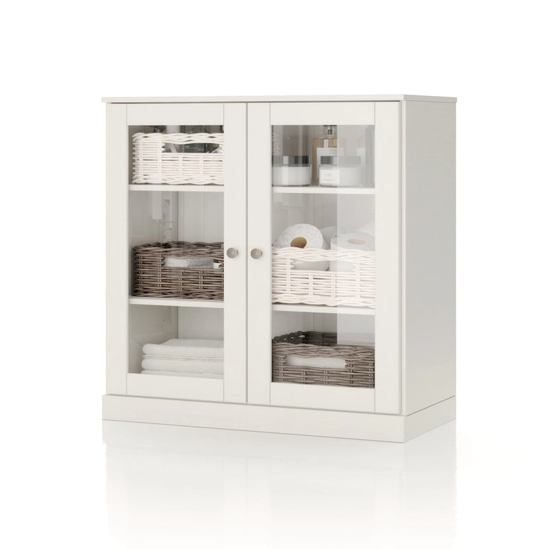 Palace Imports 100% Solid Wood 32 Bathroom Cabinet with Clear Glass Doors and Adjustable Shelves