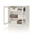 Palace Imports 100% Solid Wood 32 Bathroom Cabinet with Clear Glass Doors and Adjustable Shelves