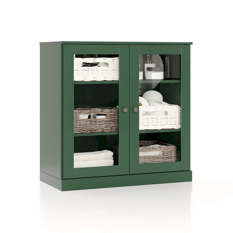 Palace Imports 100% Solid Wood 32 Bathroom Cabinet with Clear Glass Doors and Adjustable Shelves
