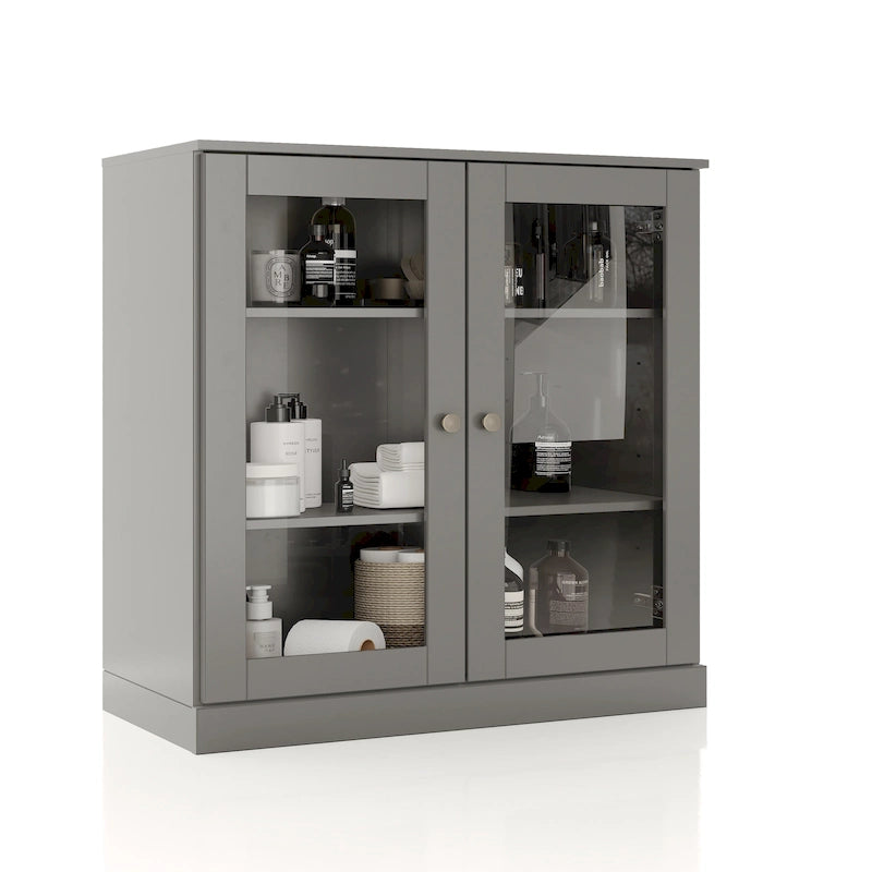 Palace Imports 100% Solid Wood 32 Bathroom Cabinet with Clear Glass Doors and Adjustable Shelves