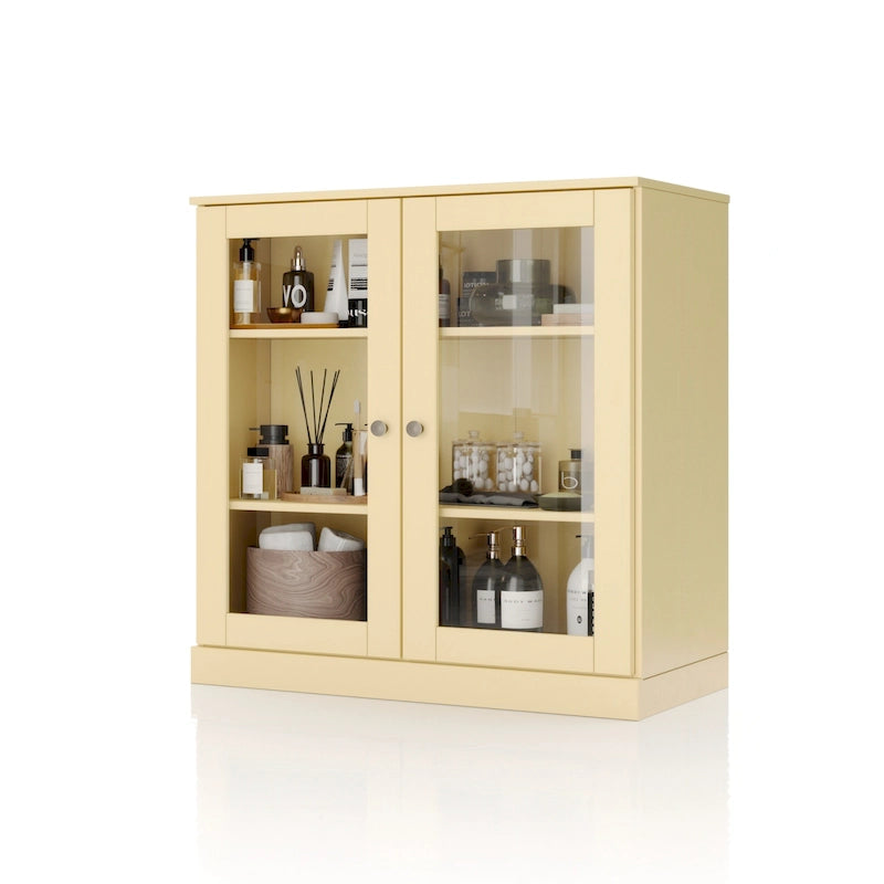 Palace Imports 100% Solid Wood 32 Bathroom Cabinet with Clear Glass Doors and Adjustable Shelves