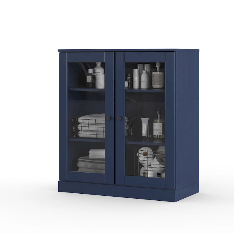 Palace Imports 100% Solid Wood 32 Bathroom Cabinet with Clear Glass Doors and Adjustable Shelves