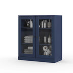 Palace Imports 100% Solid Wood 32 Bathroom Cabinet with Clear Glass Doors and Adjustable Shelves