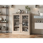 Palace Imports 100% Solid Wood 32 Bathroom Cabinet with Clear Glass Doors and Adjustable Shelves