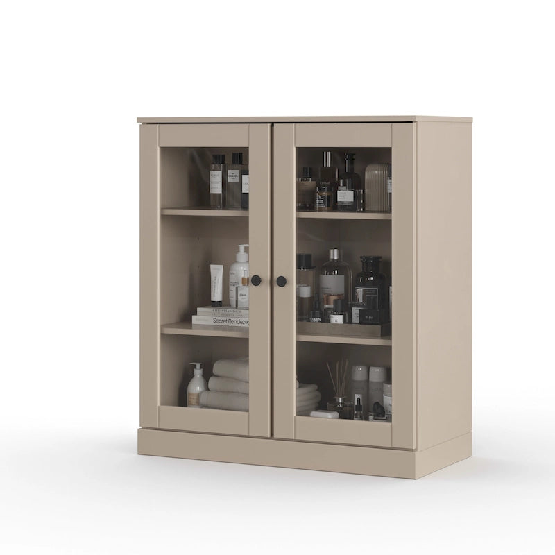 Palace Imports 100% Solid Wood 32 Bathroom Cabinet with Clear Glass Doors and Adjustable Shelves