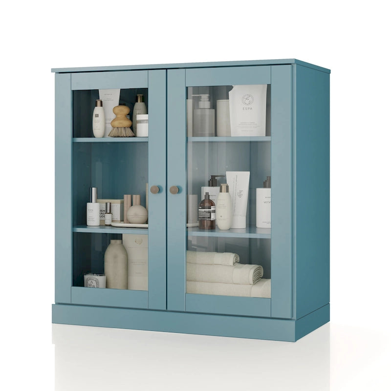 Palace Imports 100% Solid Wood 32 Bathroom Cabinet with Clear Glass Doors and Adjustable Shelves