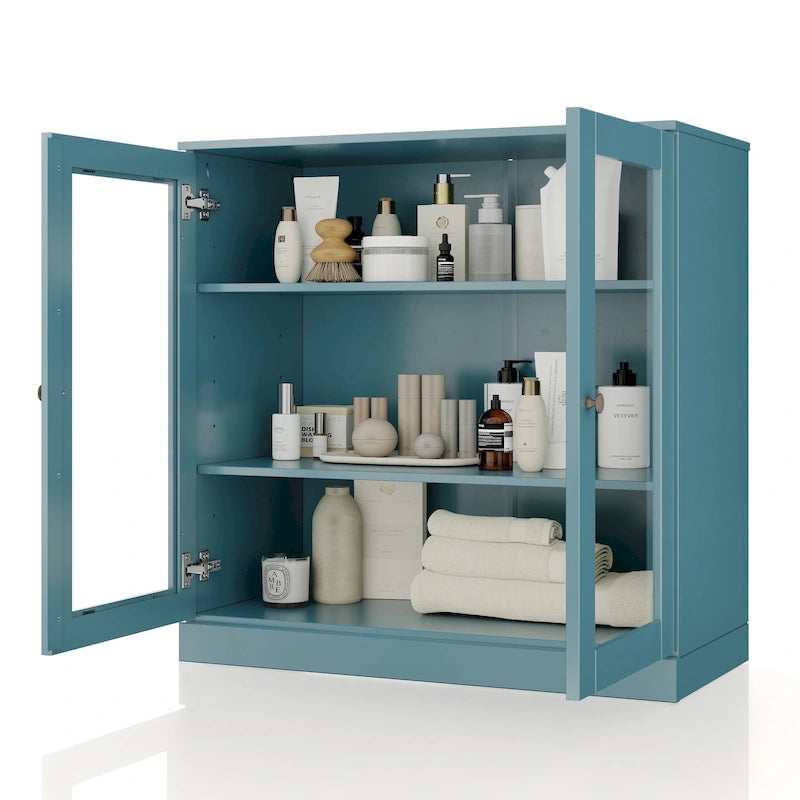 Palace Imports 100% Solid Wood 32 Bathroom Cabinet with Clear Glass Doors and Adjustable Shelves