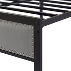 VECELO Bed Frame with Upholstered Linen Headboard and Footboard, Heavy-Duty Platform with Strong Metal Slats
