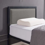 VECELO Bed Frame with Upholstered Linen Headboard and Footboard, Heavy-Duty Platform with Strong Metal Slats