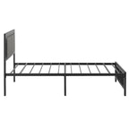 VECELO Bed Frame with Upholstered Linen Headboard and Footboard, Heavy-Duty Platform with Strong Metal Slats