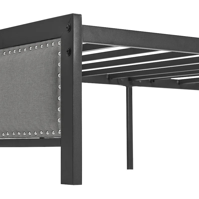 VECELO Bed Frame with Upholstered Linen Headboard and Footboard, Heavy-Duty Platform with Strong Metal Slats