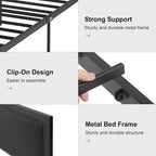 VECELO Bed Frame with Upholstered Linen Headboard and Footboard, Heavy-Duty Platform with Strong Metal Slats