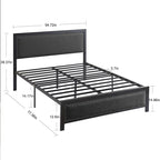 VECELO Bed Frame with Upholstered Linen Headboard and Footboard, Heavy-Duty Platform with Strong Metal Slats