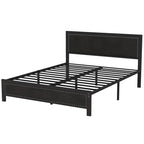 VECELO Bed Frame with Upholstered Linen Headboard and Footboard, Heavy-Duty Platform with Strong Metal Slats
