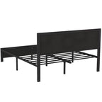 VECELO Bed Frame with Upholstered Linen Headboard and Footboard, Heavy-Duty Platform with Strong Metal Slats