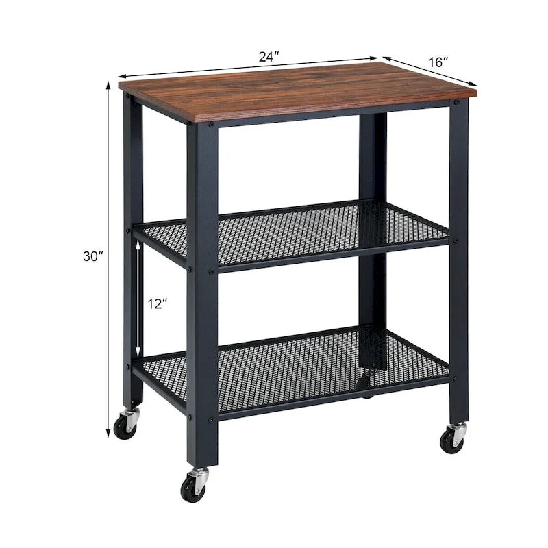 Gymax Industrial Serving Cart Kitchen Utility Cart