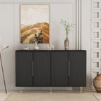 Buffet Cabinet with Fluted Decorative Doors, Wood Sideboard Cabinet with Metal Handles, Storage Cabinet with Adjustable Shelves