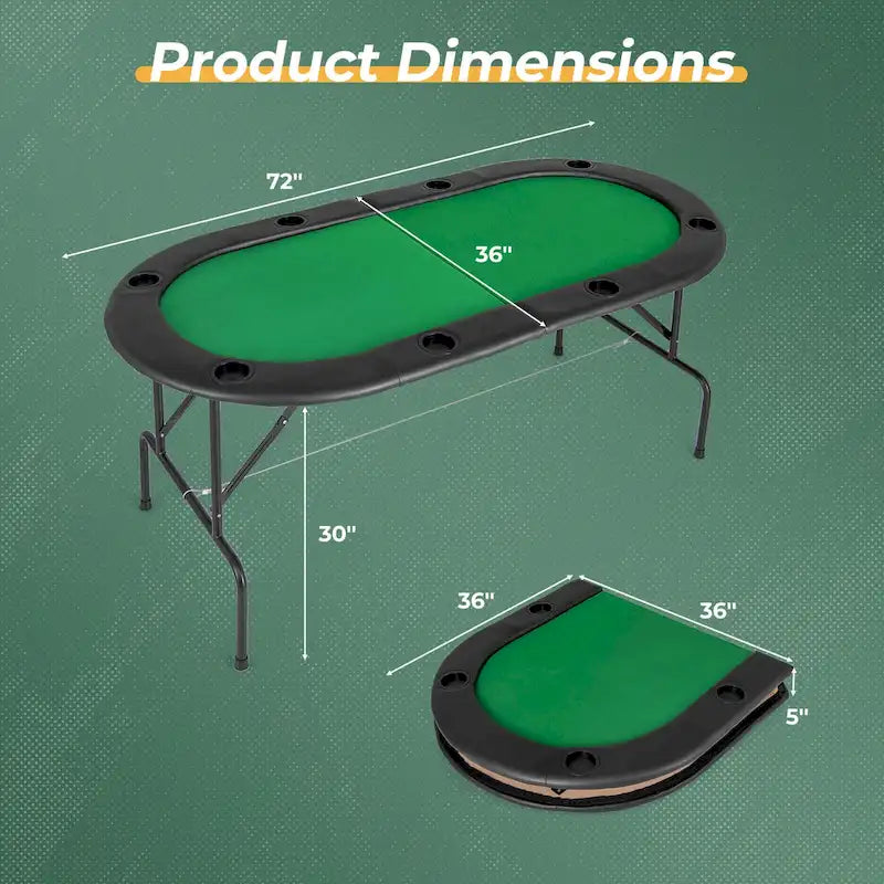 Costway 8 Players Poker Table with 8 Cup Holders & Comfy Armrests