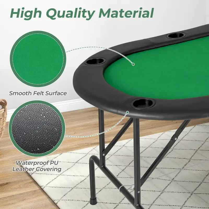 Costway 8 Players Poker Table with 8 Cup Holders & Comfy Armrests