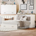Farmhouse Murphy Bed Wall Bed with a Large Drawer, Full/Queen Size Foldable Murphy Cabinet Bed with Charging Station