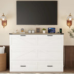 Farmhouse Murphy Bed Wall Bed with a Large Drawer, Full/Queen Size Foldable Murphy Cabinet Bed with Charging Station