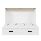 Farmhouse Murphy Bed Wall Bed with a Large Drawer, Full/Queen Size Foldable Murphy Cabinet Bed with Charging Station