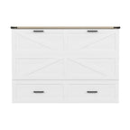 Farmhouse Murphy Bed Wall Bed with a Large Drawer, Full/Queen Size Foldable Murphy Cabinet Bed with Charging Station