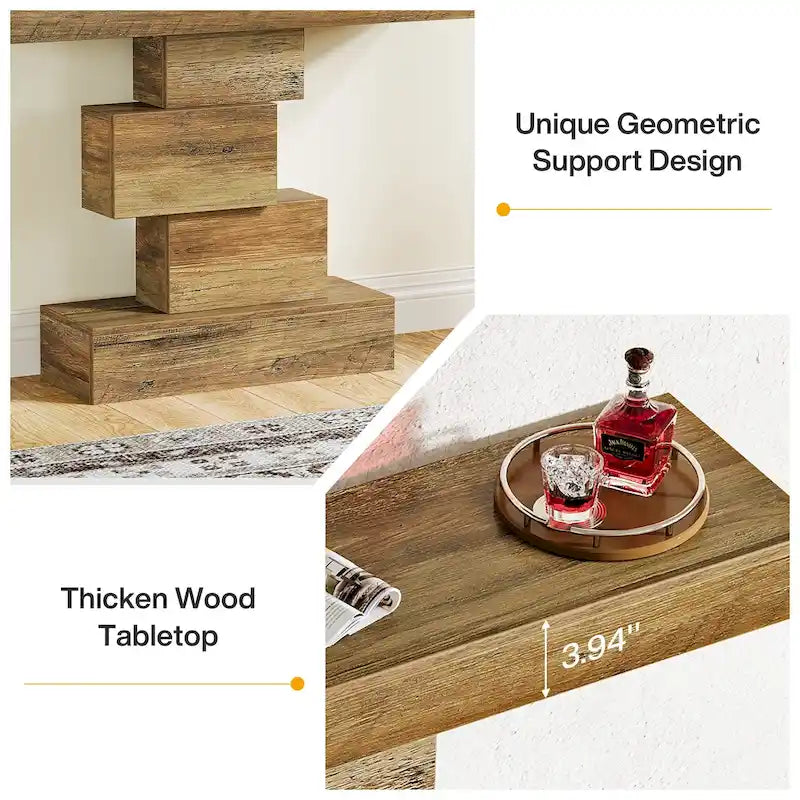 42 Inches Industrial Wood Console Table for Living Room Entryway - 11.8D x 42.5W x 31.5H