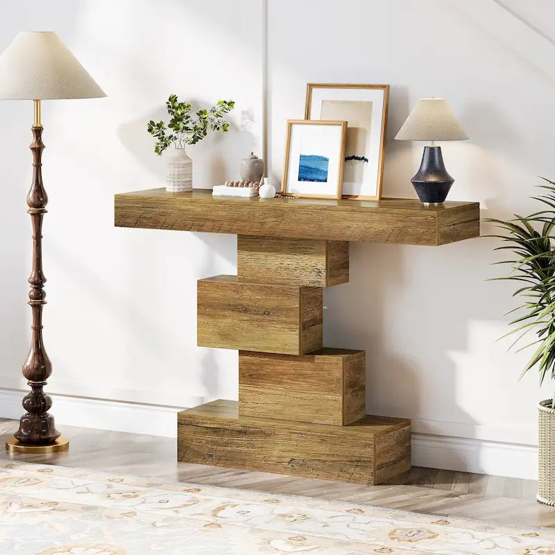 42 Inches Industrial Wood Console Table for Living Room Entryway - 11.8D x 42.5W x 31.5H