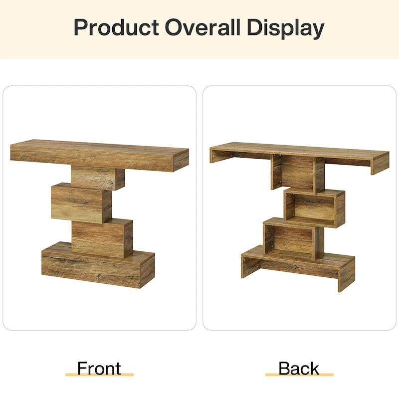 42 Inches Industrial Wood Console Table for Living Room Entryway - 11.8D x 42.5W x 31.5H