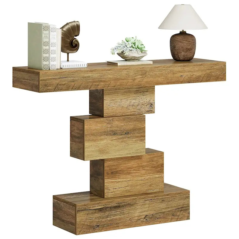 42 Inches Industrial Wood Console Table for Living Room Entryway - 11.8D x 42.5W x 31.5H