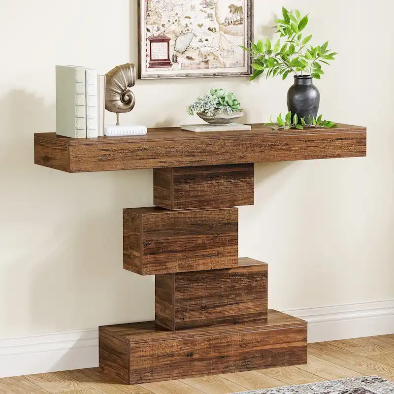 42 Inches Industrial Wood Console Table for Living Room Entryway - 11.8D x 42.5W x 31.5H