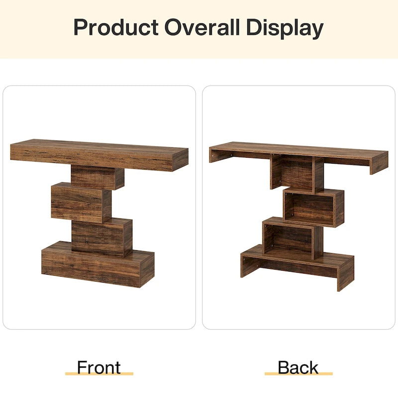 42 Inches Industrial Wood Console Table for Living Room Entryway - 11.8D x 42.5W x 31.5H